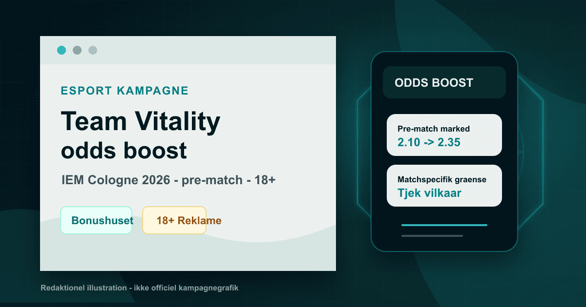 Redaktionel illustration af Stake.dk Team Vitality odds boost og IEM Cologne 2026